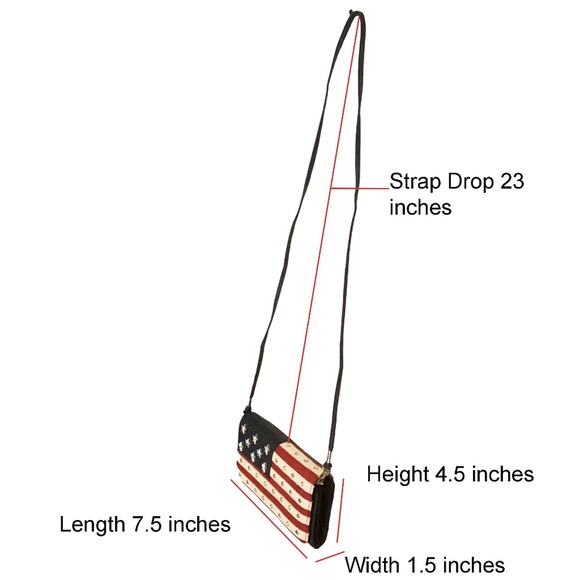 American Flag Wallet Wristlet Clutch USA Patriotic Gift Women Crossbody Trifold - Picture 3 of 6